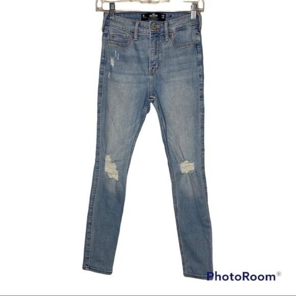 Hollister Blue Distressed High Rise Super Skinny Soft Stretch 1S 25x26 - Picture 1 of 8